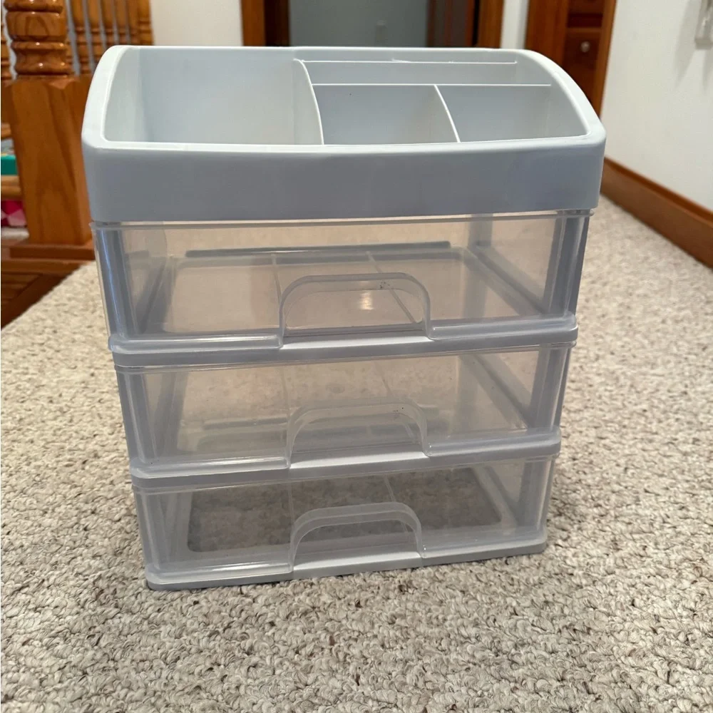 White 3-Drawer Makeup Organizer
